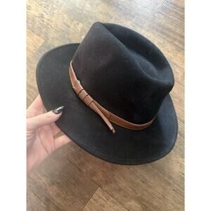 Crushable Fedora Fine Felt Hats Wool Black Sz 59 7 3/8 Large Packable Italy